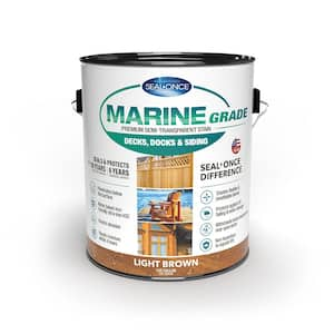 MARINE GRADE 1 gal. Light Brown Premium Semi-Transparent Penetrating Water-Based Exterior Wood Stain