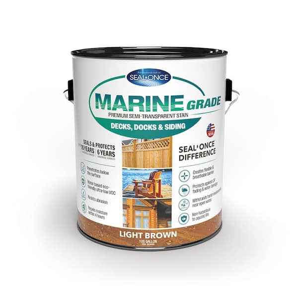 SEAL-ONCE MARINE GRADE 1 gal. Light Brown Premium Semi-Transparent Penetrating Water-Based Exterior Wood Stain