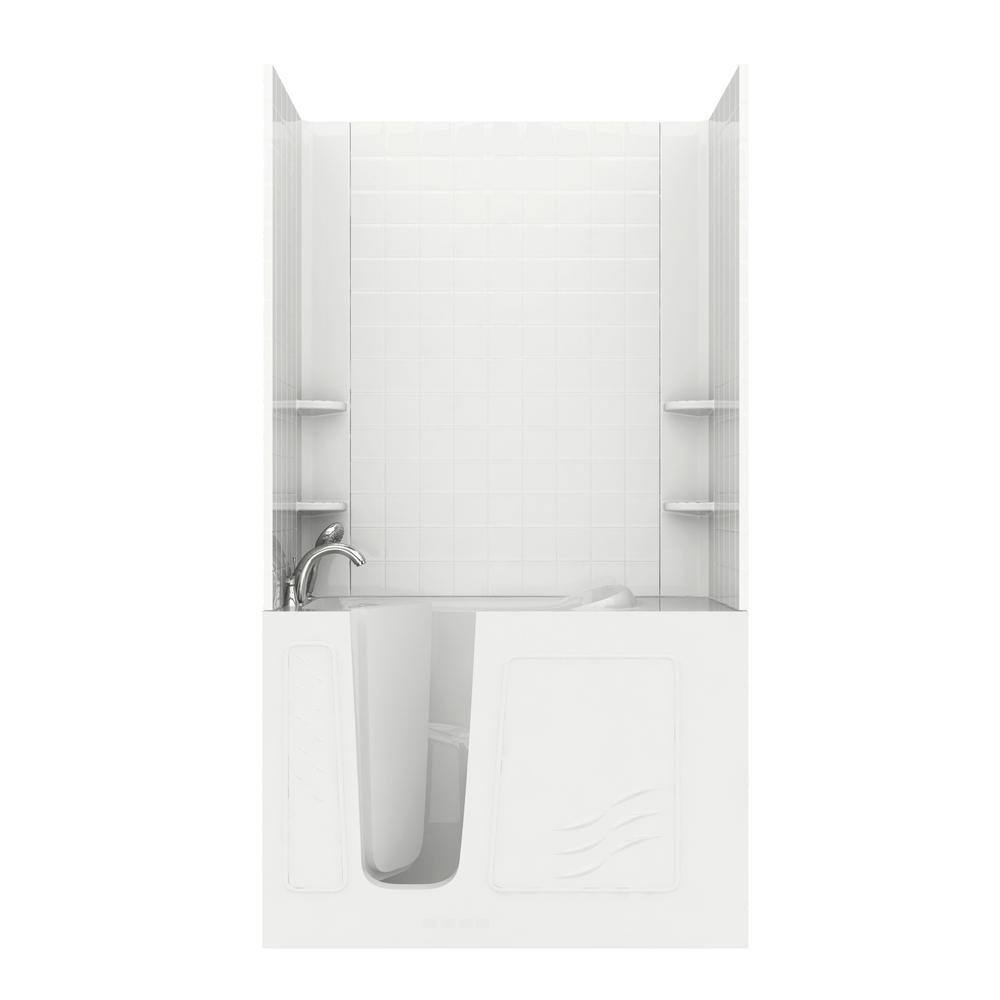 Rampart 4.5 ft. Walk-in Air Bathtub with 4 in. Tile Easy Up Adhesive Wall Surround in White price history on PriceWatchPro