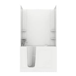 Rampart Nova Heated 4.5 ft. Walk-in Air Bathtub with 4 in. Tile Easy Up Adhesive Wall Surround in White