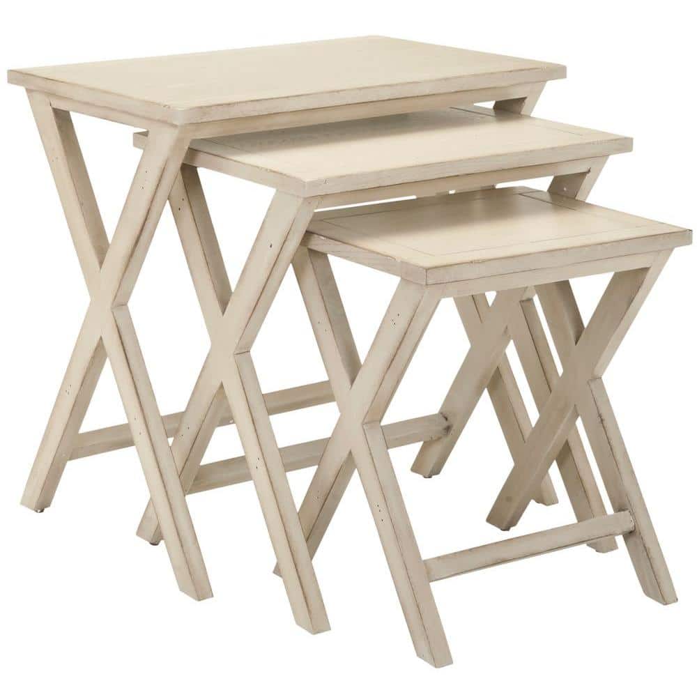 Maryann White Birch Wood Stacking Tray Tables