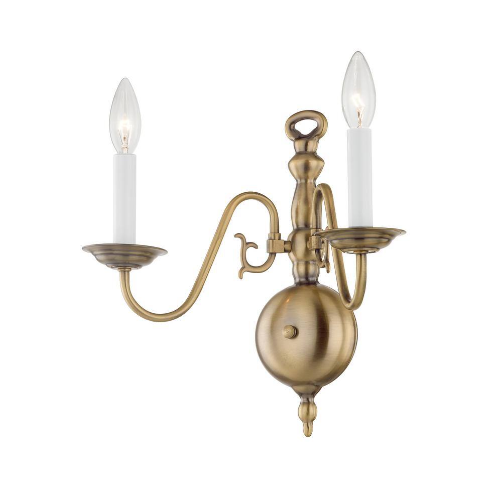 Williamsburgh Antique Brass 2-Light Dimmable Wall Sconce