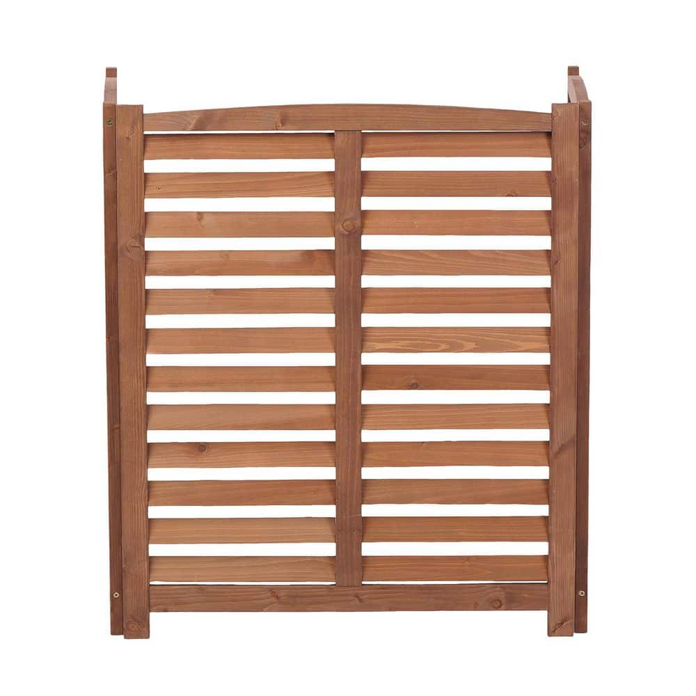 38 in. Louver Brown Solid Wood Outdoor Garden Fence, 3 Panels Privacy Fence