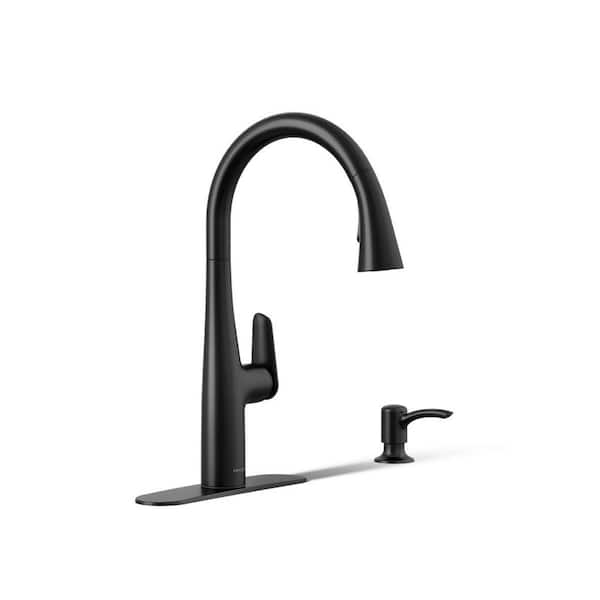 KOHLER Easmor Single-Handle Pull Down Sprayer Kitchen Faucet in Matte Black