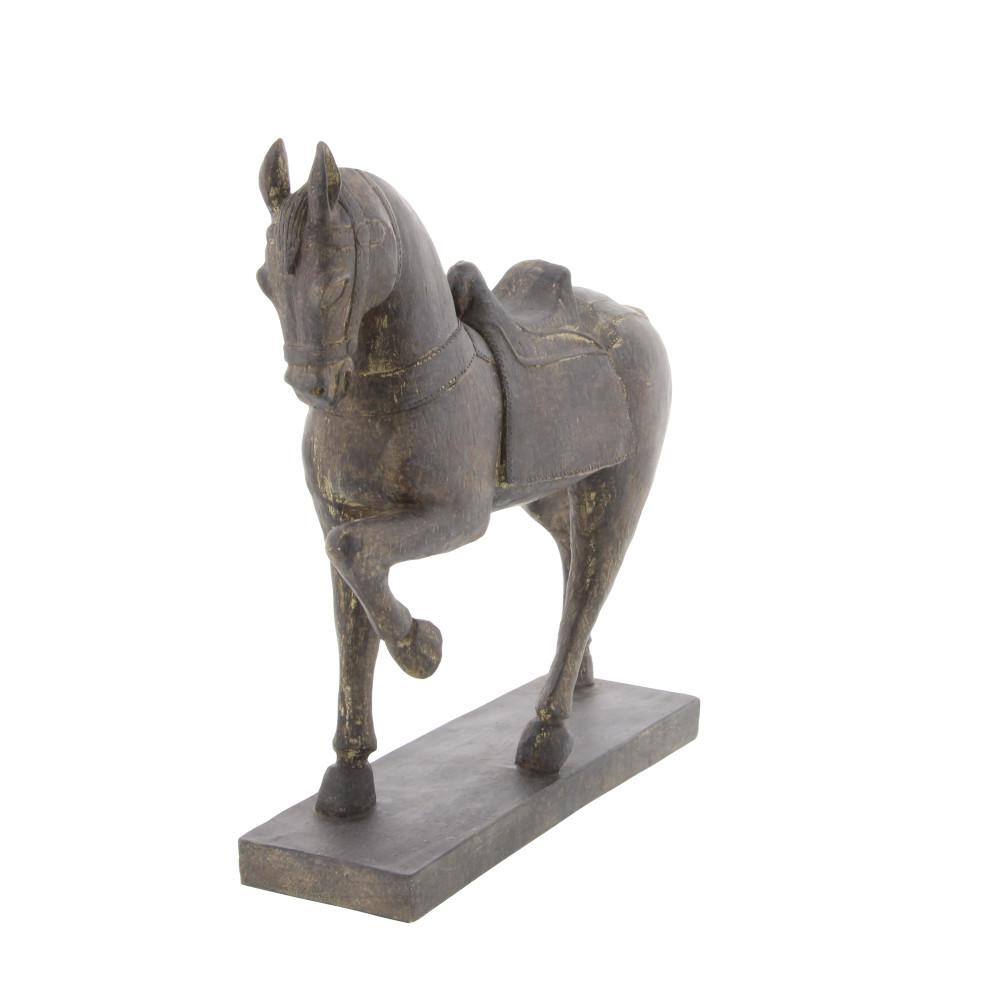 15" Brown Matte Wood Prancing Horse Statue