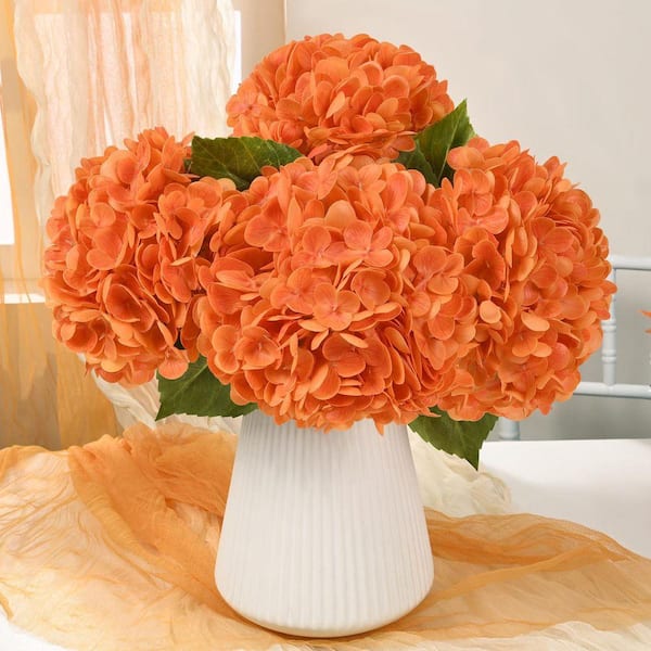 Real Touch 22.5 in Orange Artificial Hydrangea Flowers CABWBQ041