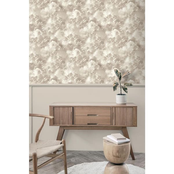 Merryweather Neutral White Cloudy Skies Wallpaper Sample