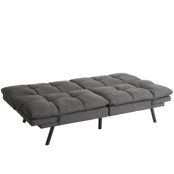 Opoiar Futon Sofa Bed Couch with Frame and Mattressblack Faxu Memory