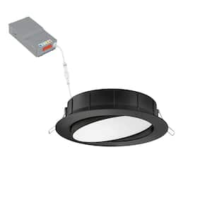 WF6 ADJ 6 in. Selectable Color Temperature New Construction or Remodel Matte Black Recessed Integrated LED Gimbal Kit