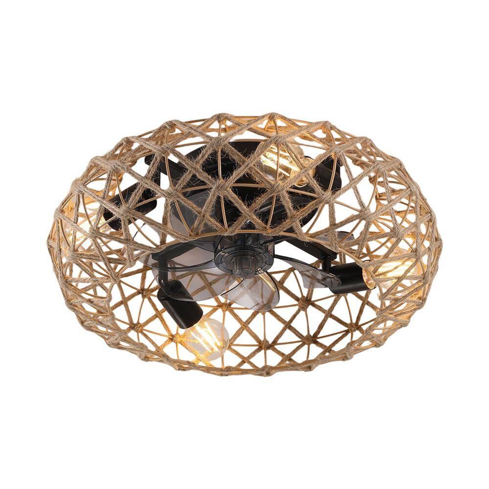 20 in. Indoor Black Flush Mount Standard Rope Ceiling Fan with Dimmable Light and Remote Control price history on PriceWatchPro