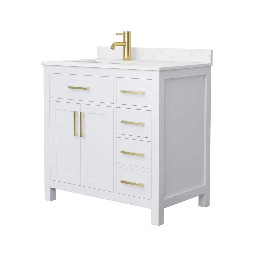 Beckett 36" White Freestanding Single Bathroom Vanity with Carrara Cultured Marble Top