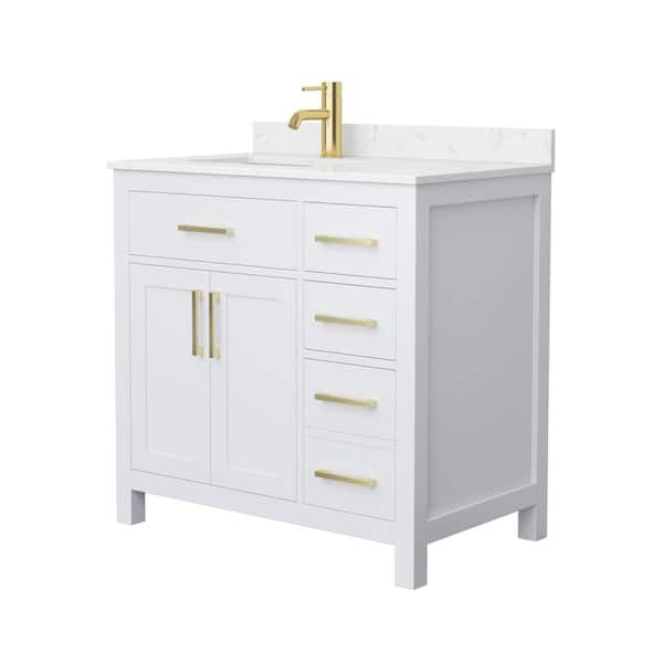 Beckett 36 in. W x 22 in. D x 35 in. H Single Sink Bathroom Vanity in White with Carrara Cultured Marble Top