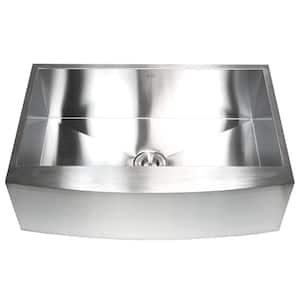 Farmhouse Curve Apron-Front 30 in. x 21 in. x 10 in. Stainless Steel 16-Gauge Single Bowl Zero Radius Kitchen Sink