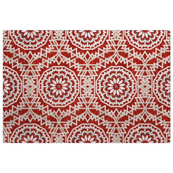 Dream Shag Premium Machine Washable Abstract ADS619 Red 2 ft. x 3 ft. Accent Rug