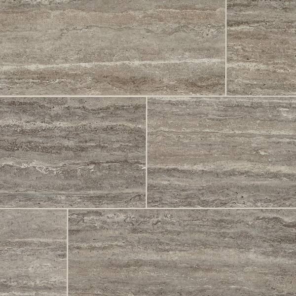 Marazzi Stonehollow Smoky Taupe 12 in. x 24 in. Glazed Porcelain Floor ...