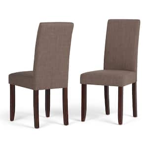 Acadian Transitional Parson Dining Chair in Light Mocha Linen Look Fabric (Set of 2)