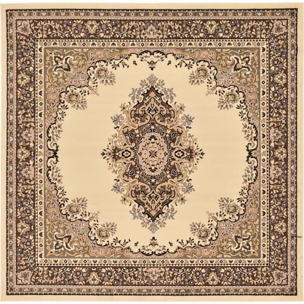 Unique Loom Reza Washington Ivory 8' 0 x 8' 0 Square Rug