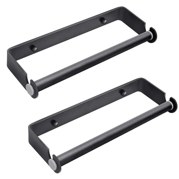 12.5 in. Wall Mount Aluminum Under Cabinet Paper Towel Holder for Kitchen or Bathroom, Black (2-Pack)