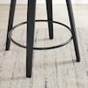 Close-up of the metal circular base of a bar stool.