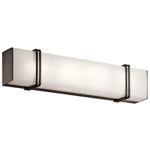 Impello 24.25 in. Olde Bronze Integrated LED Linear Contemporary Bathroom Vanity Light Bar