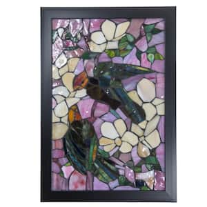 Parrots 18 in. Wall Art Decor with Hand Rolled Art Glass Style