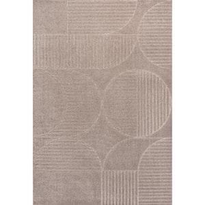 Nordby High-Low Geometric Arch Scandi Striped Taupe/Beige 4 ft. x 6 ft. Indoor/Outdoor Area Rug