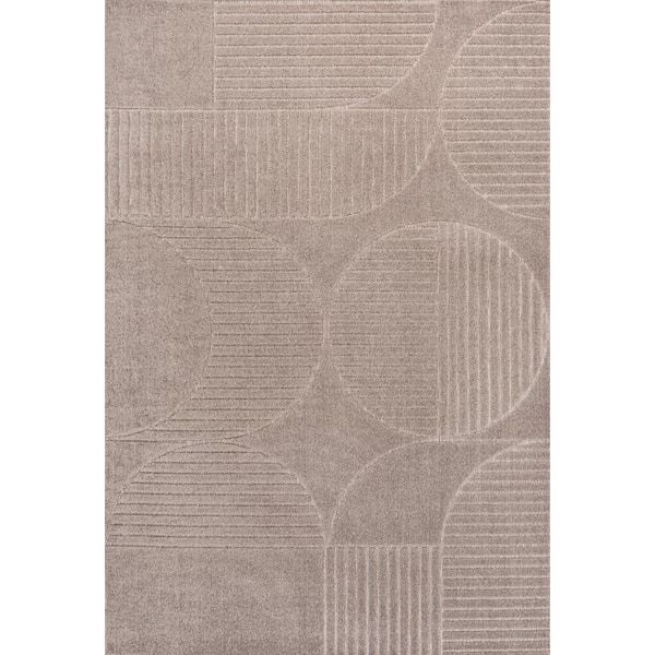 Nordby High-Low Geometric Arch Scandi Striped Taupe/Beige 5 ft. x 8 ft. Indoor/Outdoor Area Rug