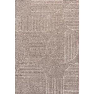 Nordby High-Low Geometric Arch Scandi Striped Taupe/Beige 8 ft. x 10 ft. Indoor/Outdoor Area Rug