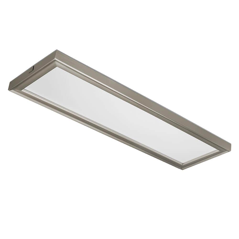 Commercial Electric 48 in. x 15 in. Low Profile Brushed Nickel Color Selectable LED Flush Mount Ceiling Light w/Night Light Feature