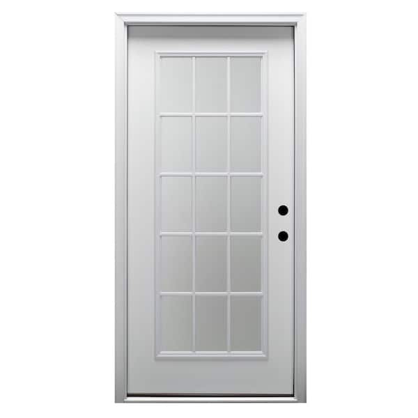 MMI DOOR 30 in. x 80 in. Left-Hand Inswing 15-Lite Clear Low-E Primed Fiberglass Smooth Prehung Front Door on 6-9/16 in. Frame