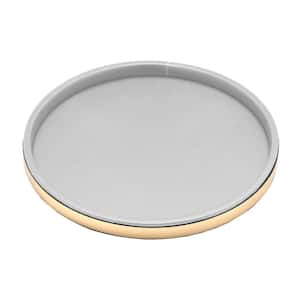 Sophisticates 14 in. Round Serving Tray in White and Polished Brass