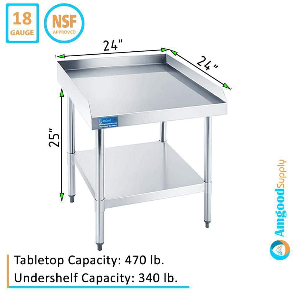 24" Stainless Steel Equipment Stand with Galvanized Undershelf