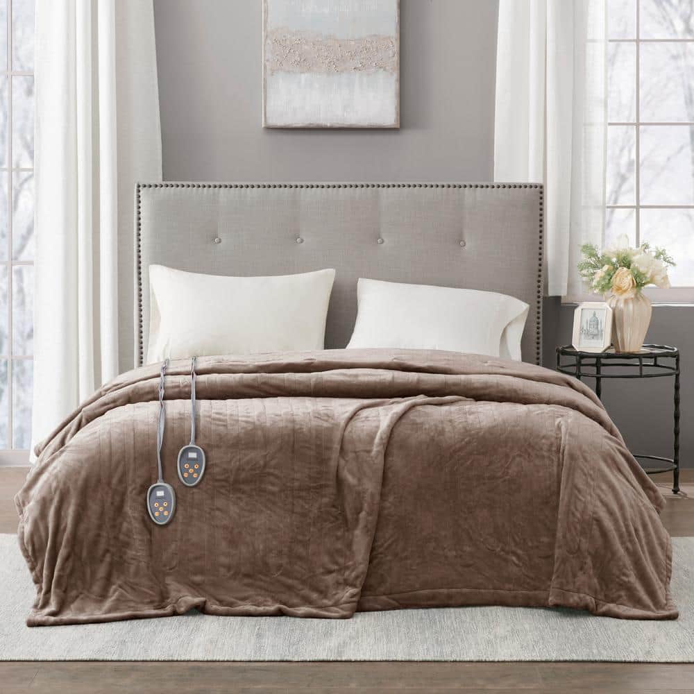 Queen Mink Plush Heated Blanket with Dual Controllers