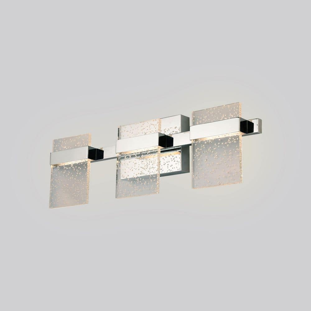 Madrona Chrome 22.75" LED Vanity Light with Seedy Acrylic Shades