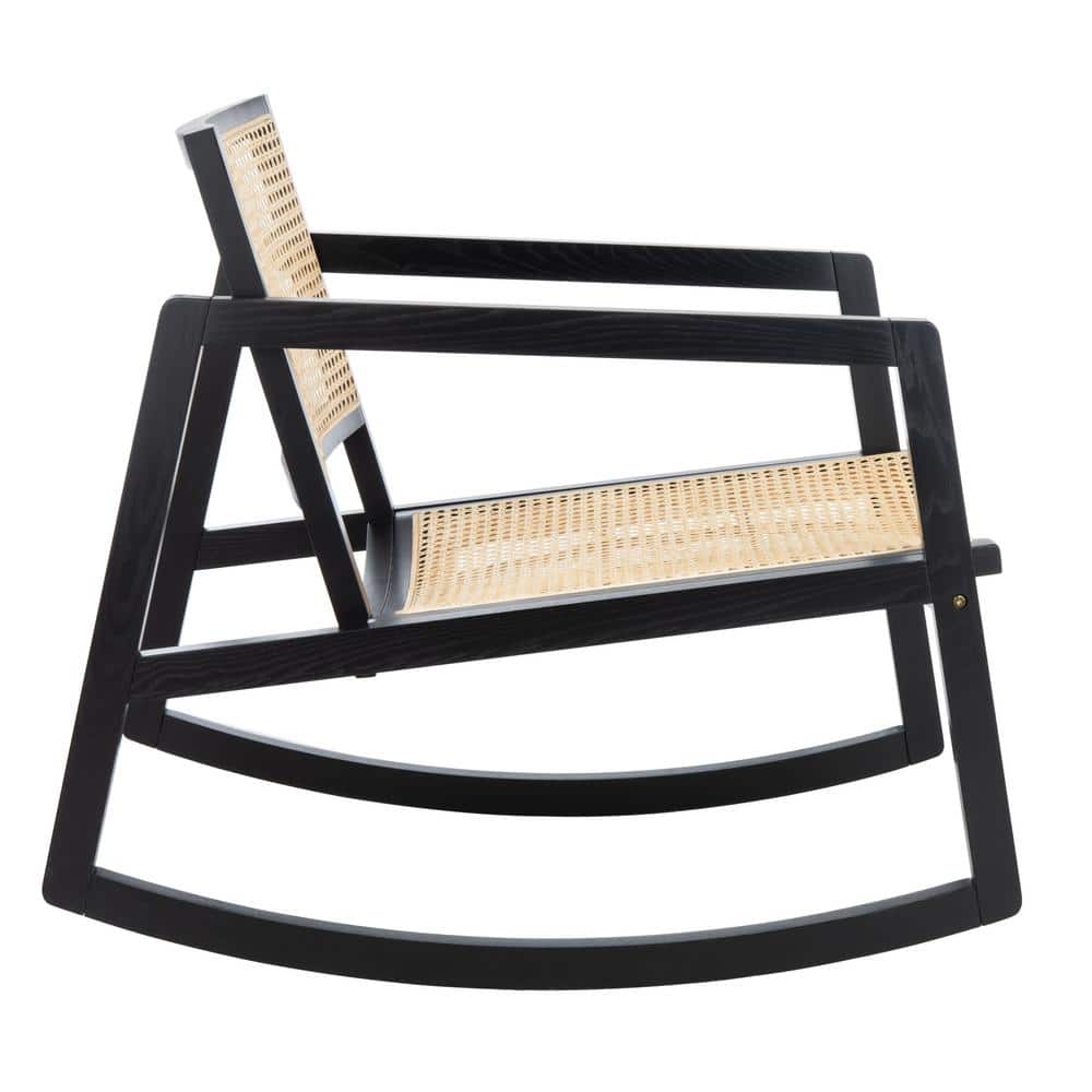 Perth 23'' Black & Natural Rattan Contemporary Glider Chair