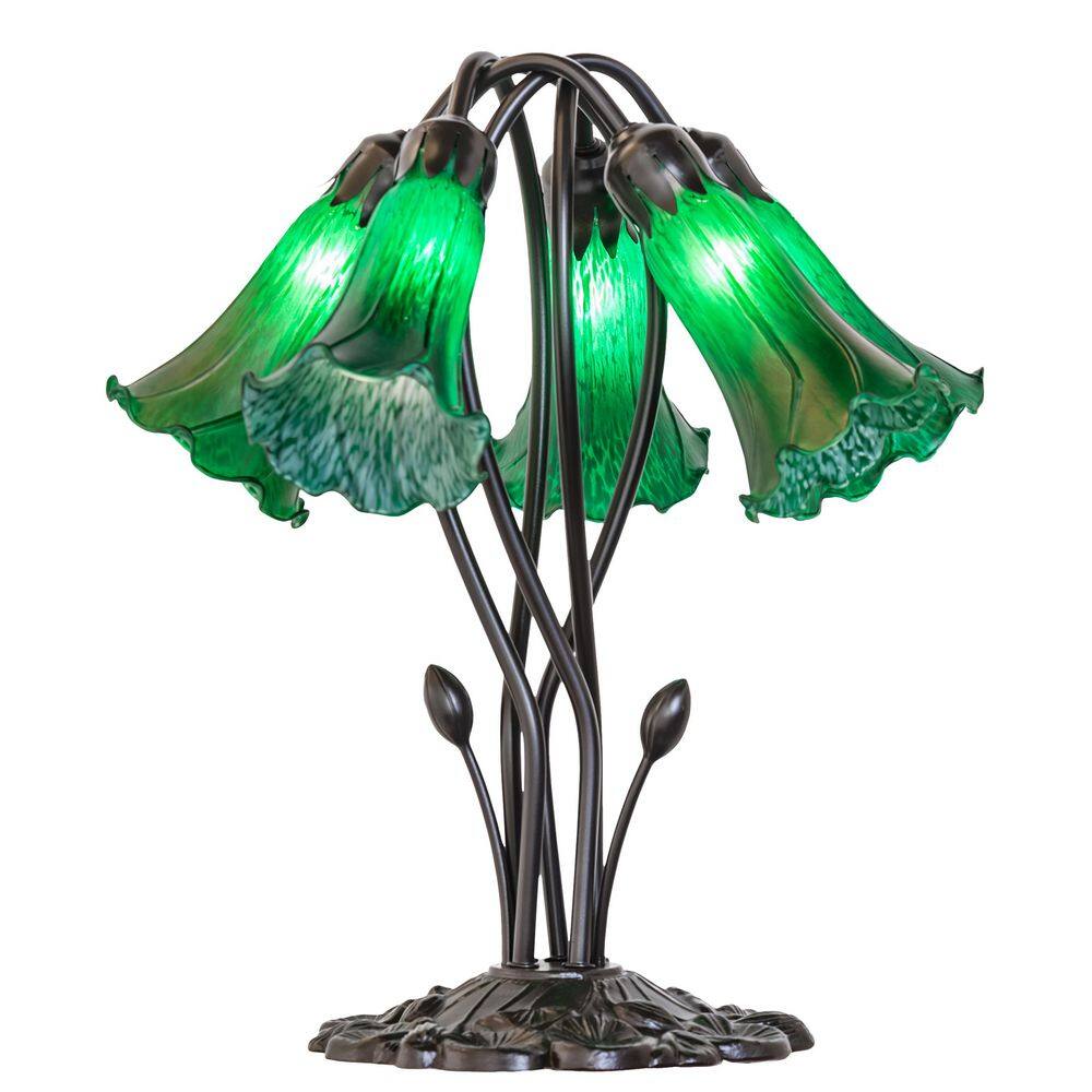Pond Lily 16 in Mahogany Bronze Victorian Novelty Table Lamp with Green Glass Shade price history on PriceWatchPro