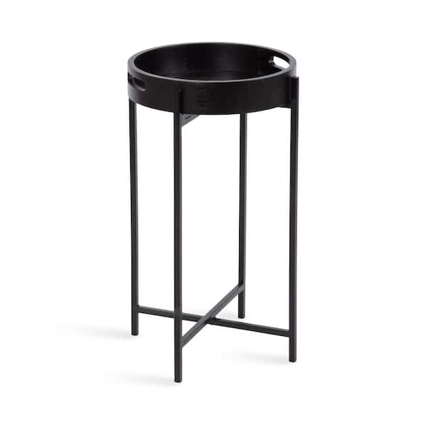 Kate and Laurel Smita 13.75 in. Black Round MDF End Table