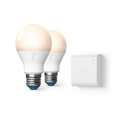 60-Watt Equivalent A19 LED Smart Light Bulb with Bridge (2-Pack)