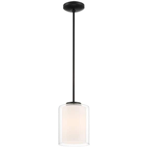Seville 1-Light Matte Black Standard Pendant Light with Glass Shade