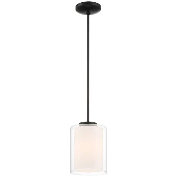 Access Lighting Seville 1-Light Matte Black Standard Pendant Light with Glass Shade