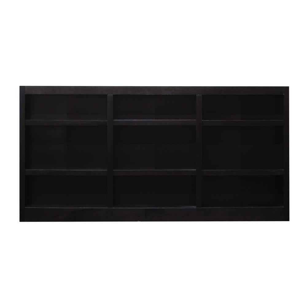 Espresso Wood Adjustable Wall Storage Bookcase 72" x 36"