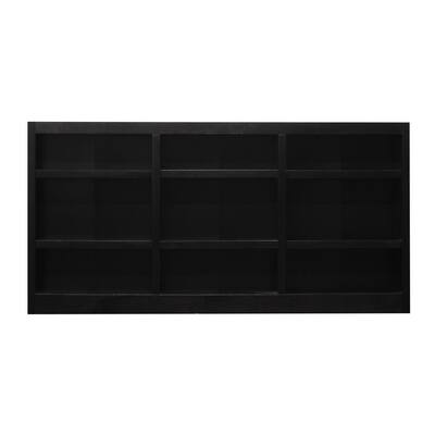 Espresso Wood 9 Shelf Standard Bookcase, 36 Inch Wide Bookcase Black