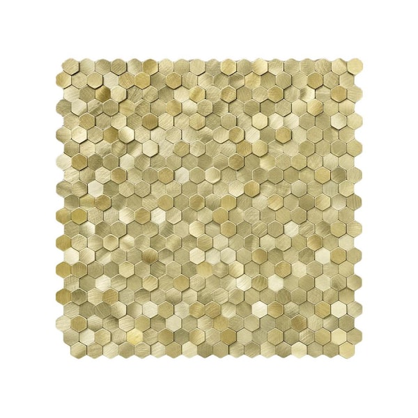 Gold Peel and Stick 3D Hexagon Mosaic Tiles for Kitchen Bathroom Fireplace Vanity Backsplash
