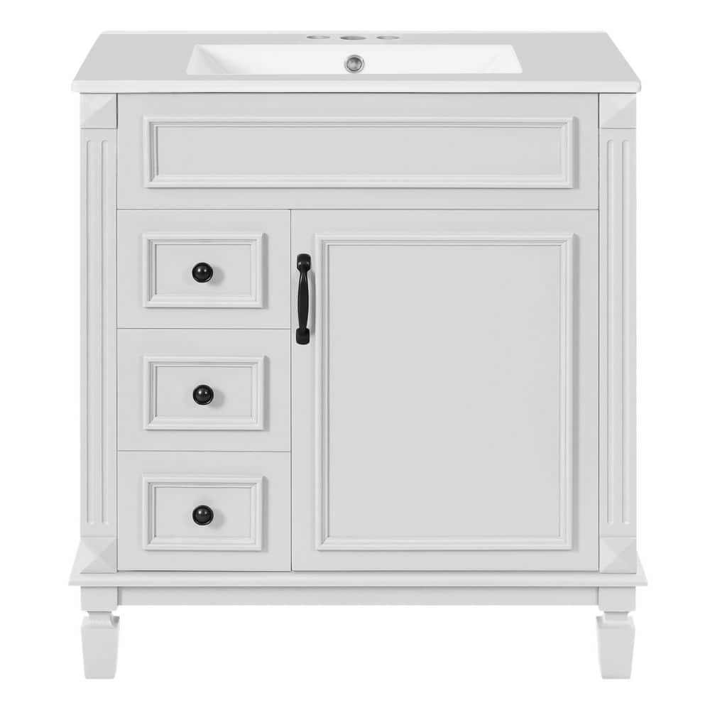 30 in. Single Sink Freestanding White Bath Vanity with White Ceramic Top price history on PriceWatchPro