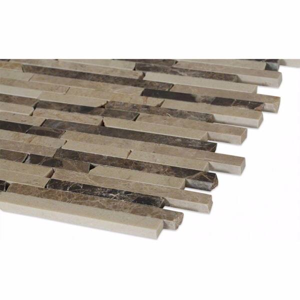 Ivy Hill Tile Coffee Latte Cracked Joint Classic Brick Layout Marble Mosaics - 6 in. x 6 in. Tile Sample