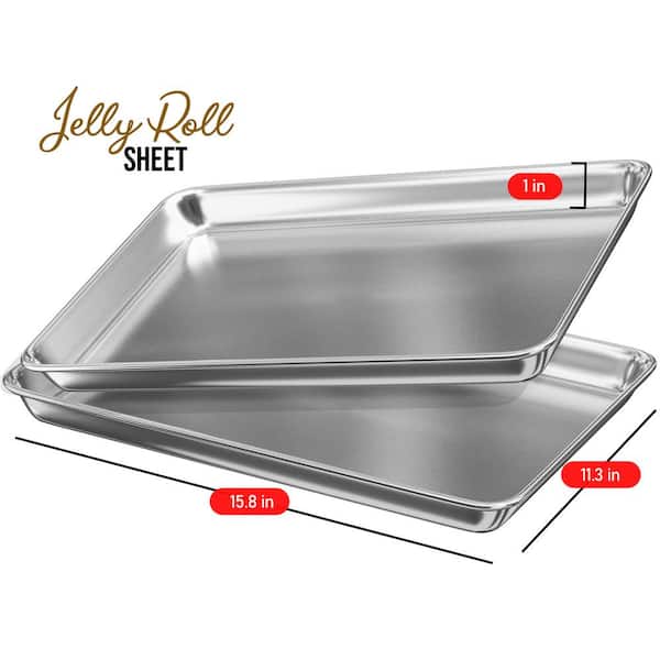 DecorRack 2 Pack Non-Stick Baking Sheet, 15 x 10 Inch Jelly Roll Pan and  Cookie Baking Tray, Heavy Duty Bakeware For Oven (Pack of 2)