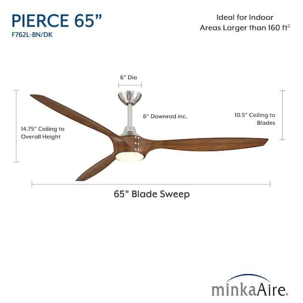 MINKA-AIRE Pierce-65 65 in. Smart Indoor Brushed Nickel Low