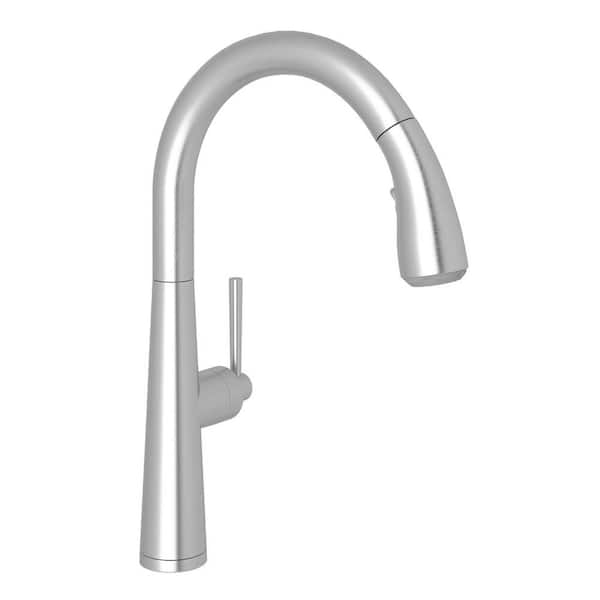 ROHL Lux Single Handle Pull Down Sprayer Kitchen Faucet in Stainless Steel