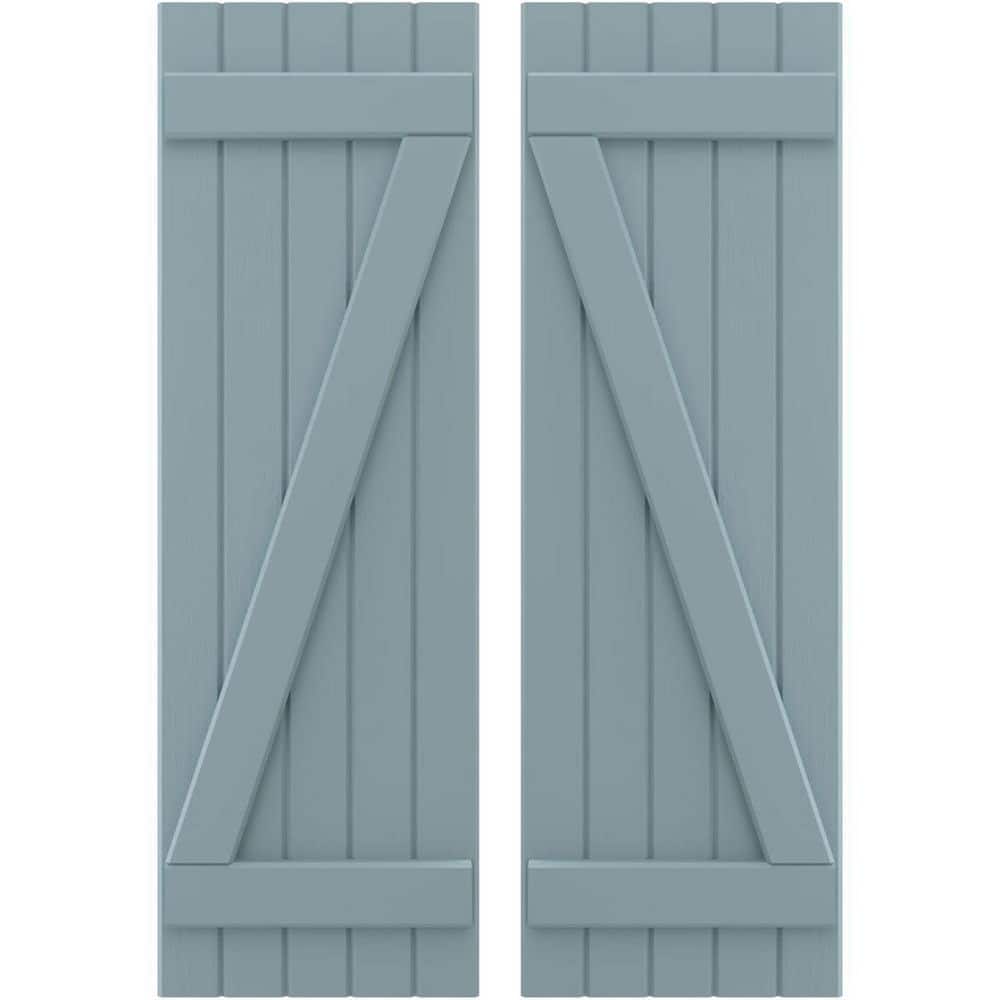 17-1/2 in. W x 32 in. H Americraft 5-Board Exterior Real Wood Joined Board and Batten Shutters w/Z-Bar in Peaceful Blue price history on PriceWatchPro