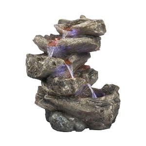 22 in. 5-Tier Rainforest Waterfall Fountain with 4 Cool White LED Lights